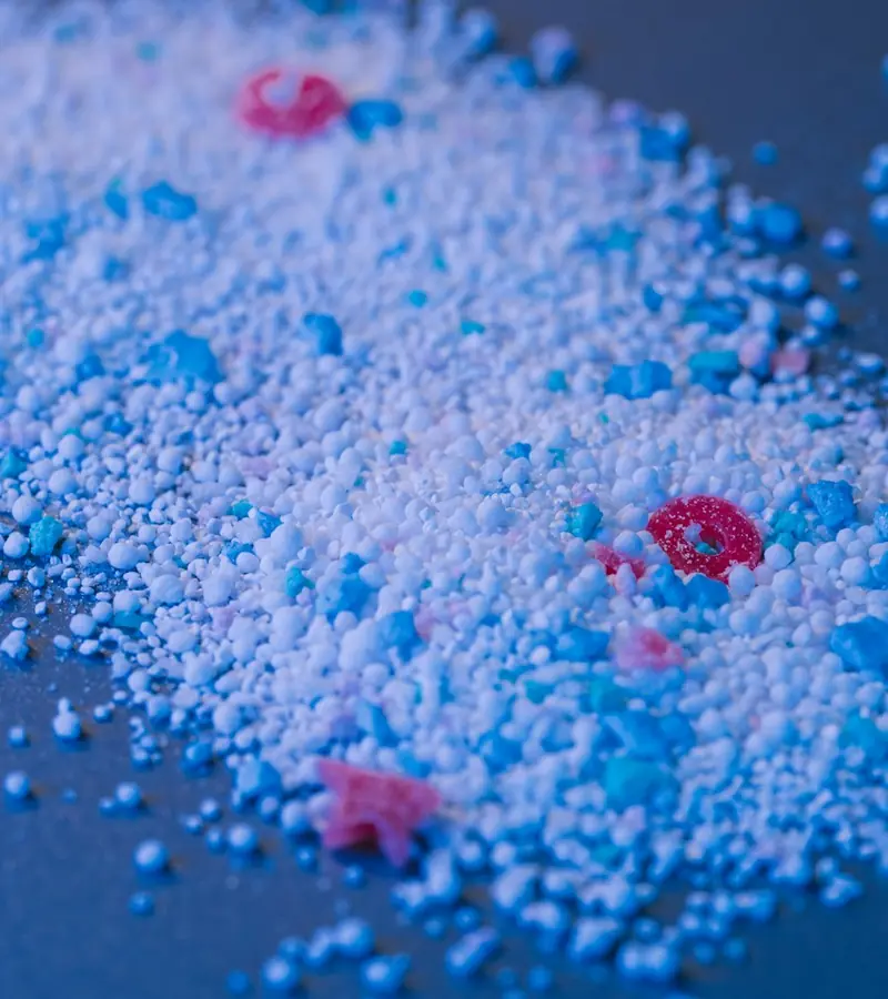 Coloured plastic granules close up